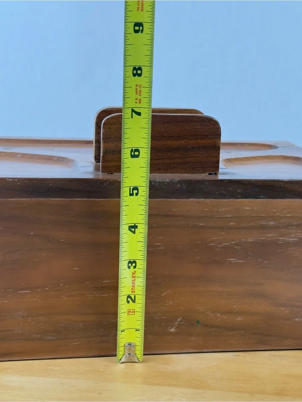 Mid Century Walnut Wood Desk Organizer Jewelry Desk Valet Box w Drawers Catchall